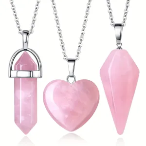 Rose Quartz Crystal Necklaces Set for Spiritual Energy and Gifts