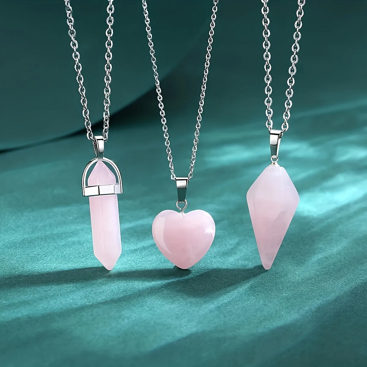 Rose Quartz Crystal Necklaces Set for Spiritual Energy and Gifts