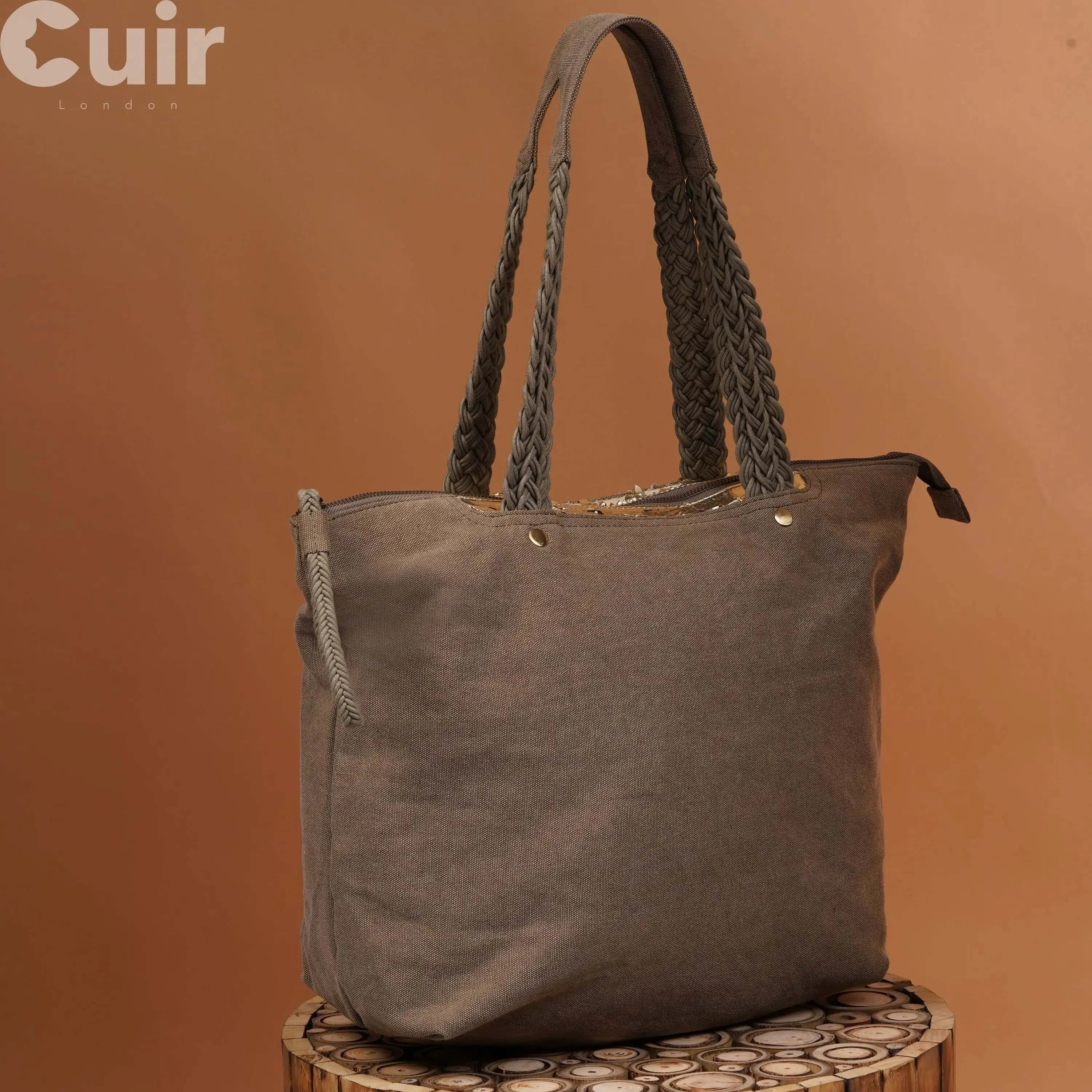 Solid Gray Canvas Bag | Lightweight Material