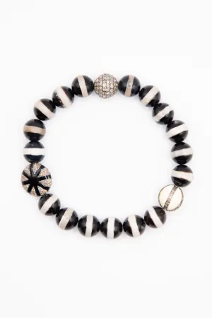 Stripe Beaded Bracelet, Black Agate