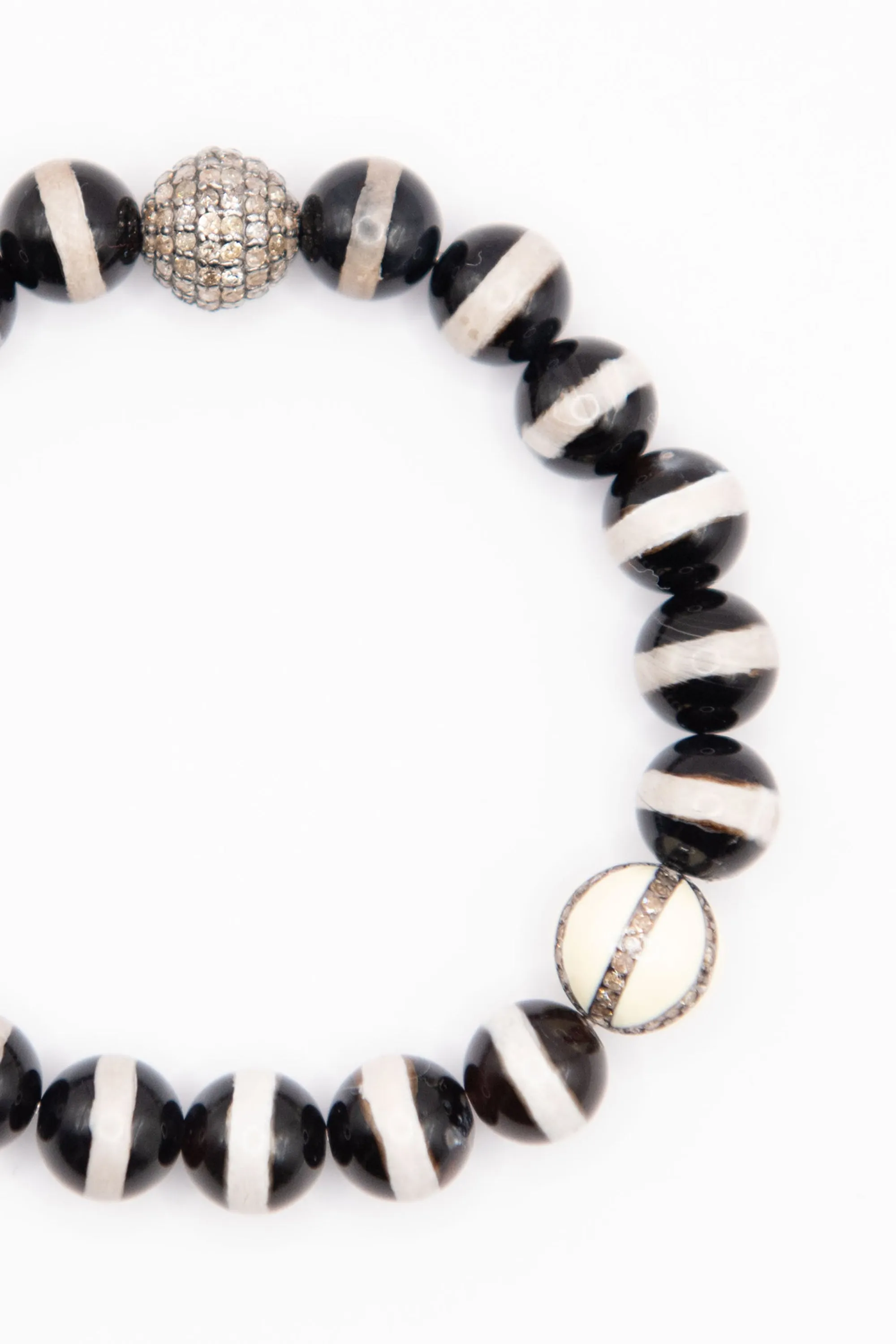 Stripe Beaded Bracelet, Black Agate