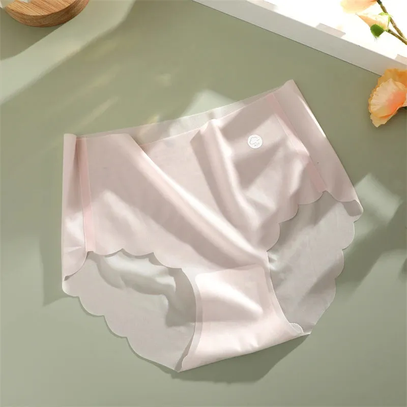 Summer Ice Silk Seamless Transparent Briefs Women's Panties Ultra-thin Sexy Seamless Breathable Underwear Rippled Edge Female