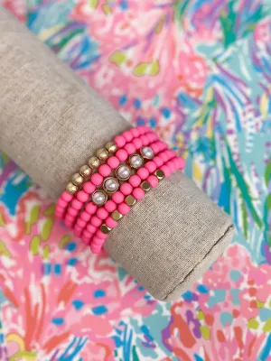 Summer Pearl Magnetic Bracelet Stack - Pink