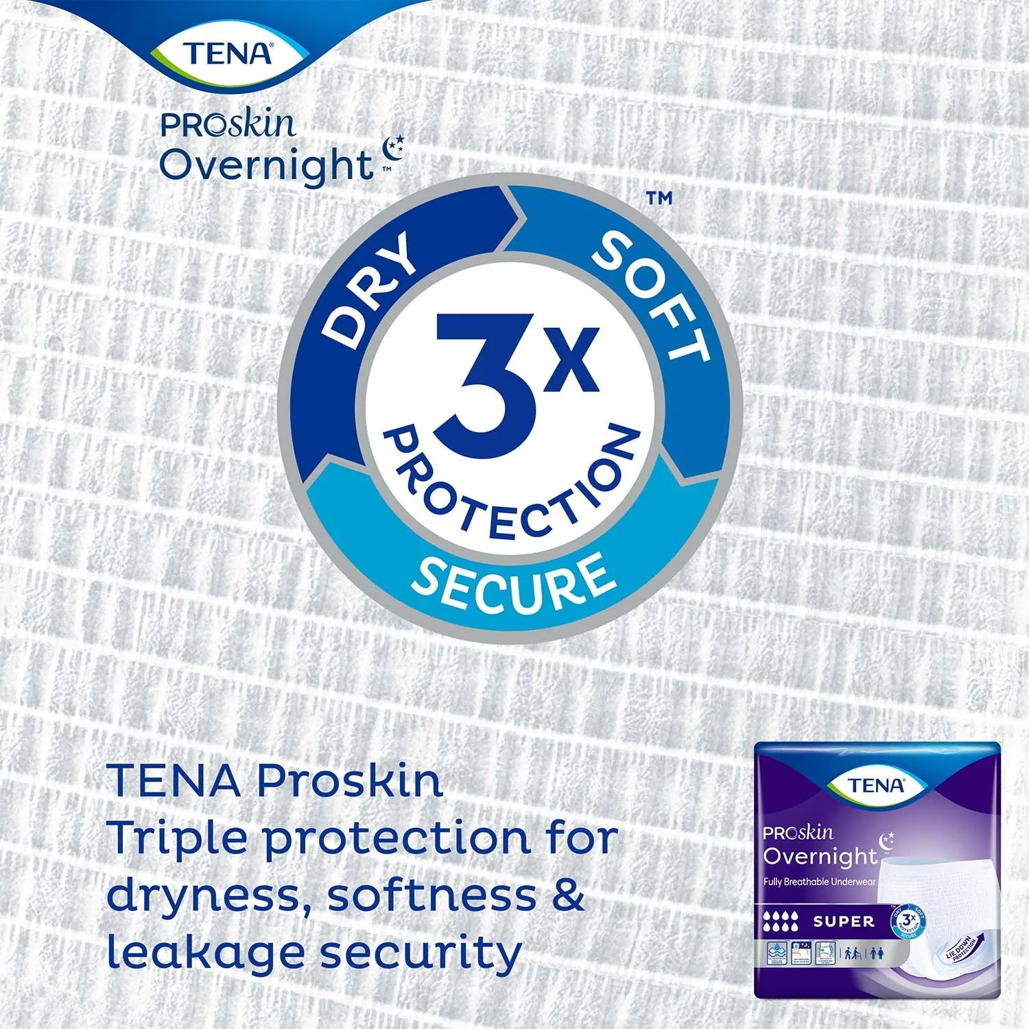 TENA ProSkin Overnight Super Protective Incontinence Underwear 55"- 66", Heavy Absorbency, Unisex, X-Large