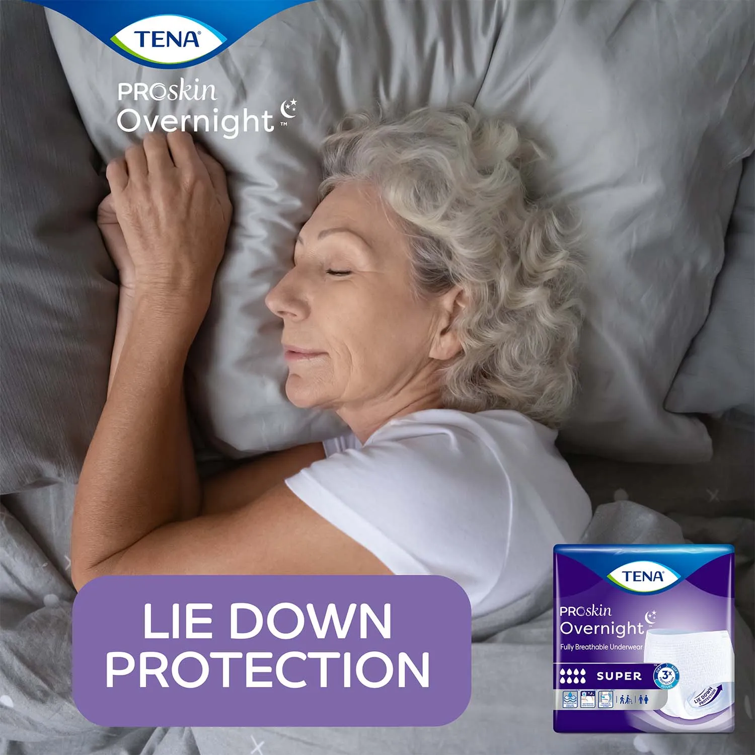 TENA ProSkin Overnight Super Protective Incontinence Underwear 55"- 66", Heavy Absorbency, Unisex, X-Large