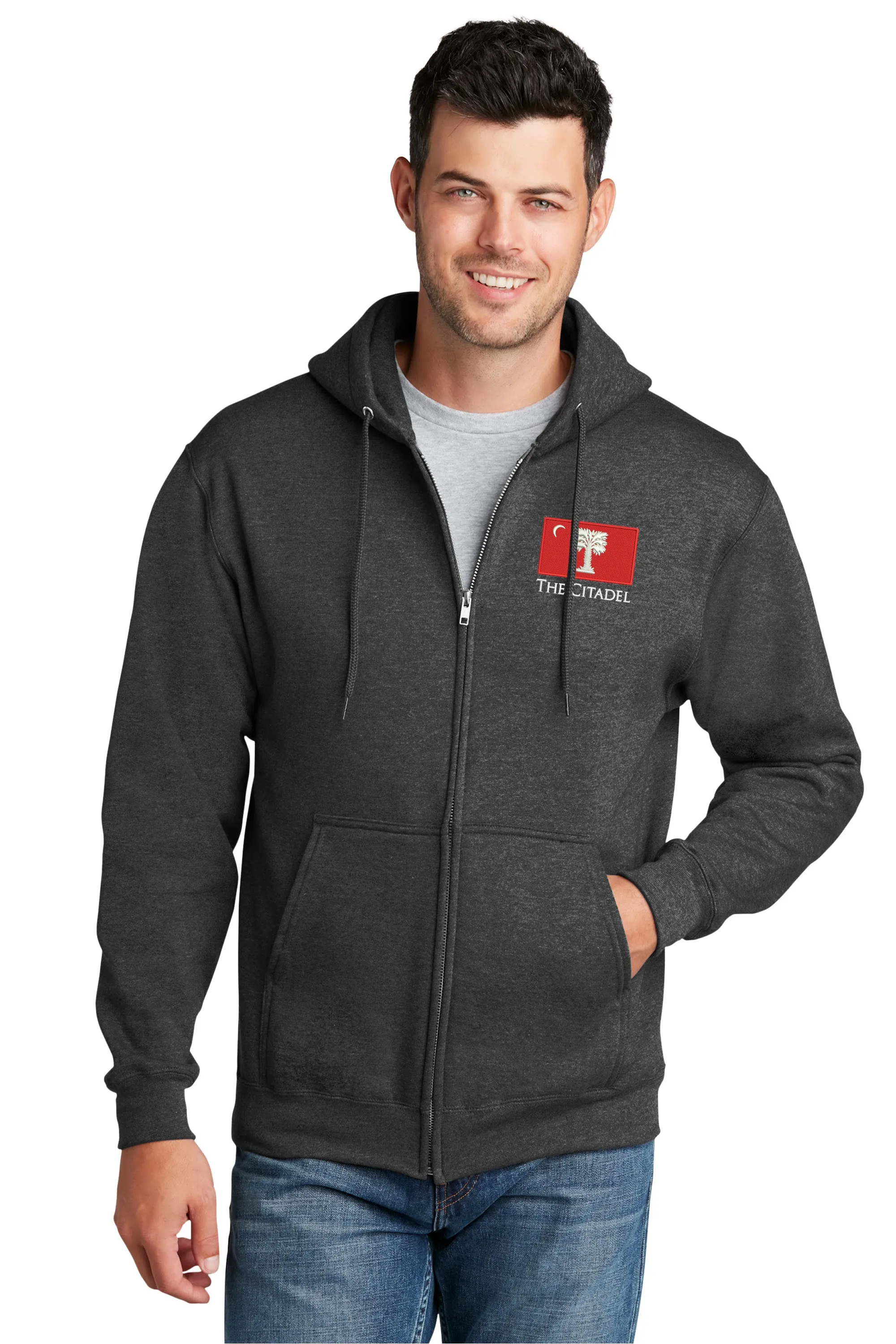 The Citadel Big Red Flag Core Fleece Full-Zip Hooded Sweatshirt