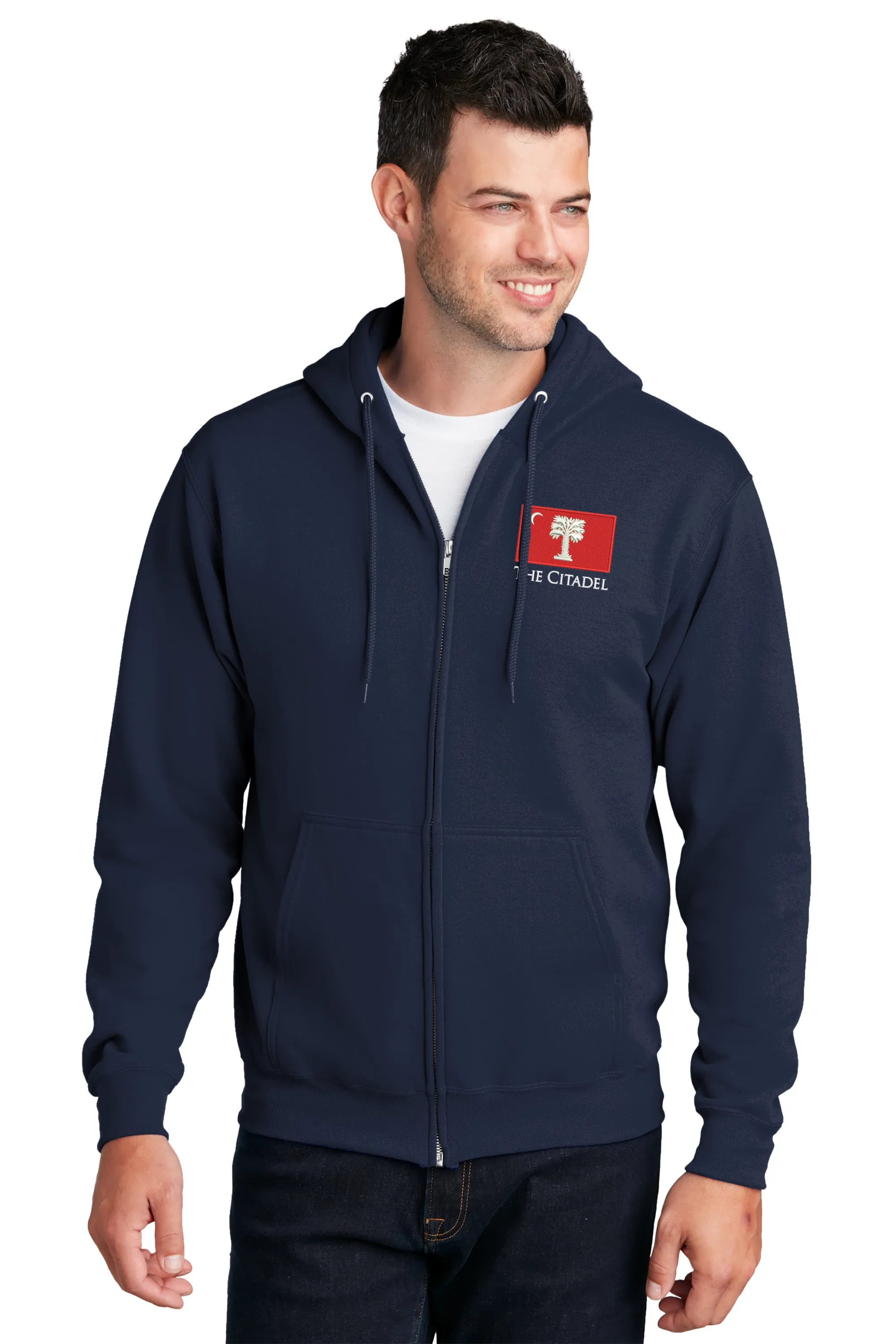 The Citadel Big Red Flag Core Fleece Full-Zip Hooded Sweatshirt