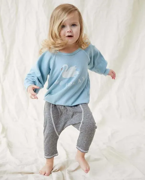 THE GREAT - The Little College Sweatshirt With Swan Graphic in Pale Blue