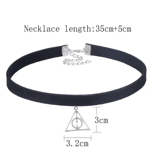 Triangle Personality Fashion Black Choker Necklaces Harajuku Pendant Necklace Beads Pendant Chokers Charm Hot Sale TAIJI NS3324