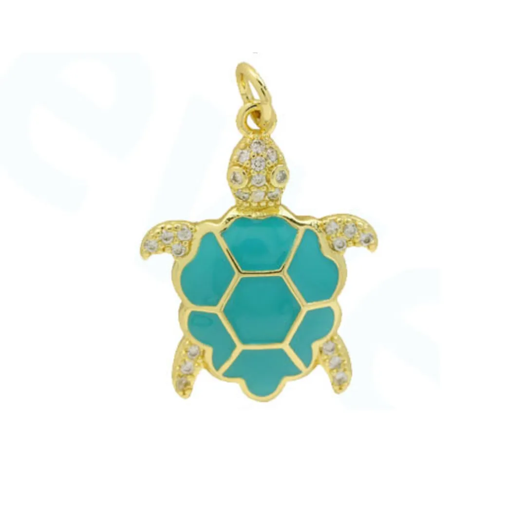 Turquoise CZ Sea Turtle Charm For Charm Necklace & Bracelet