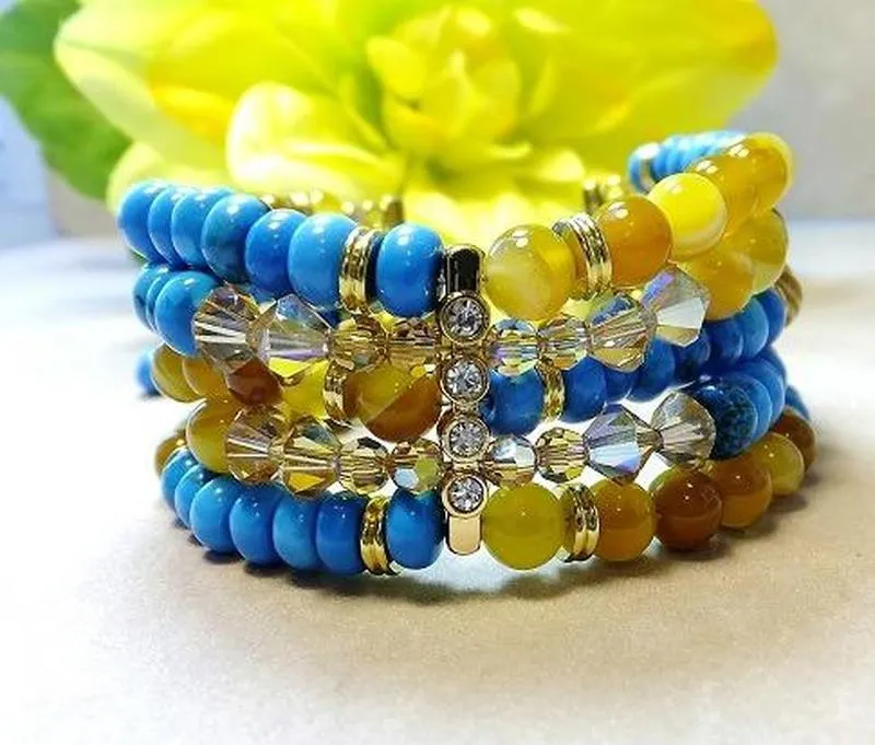 Turquoise gemstone cuff bracelet