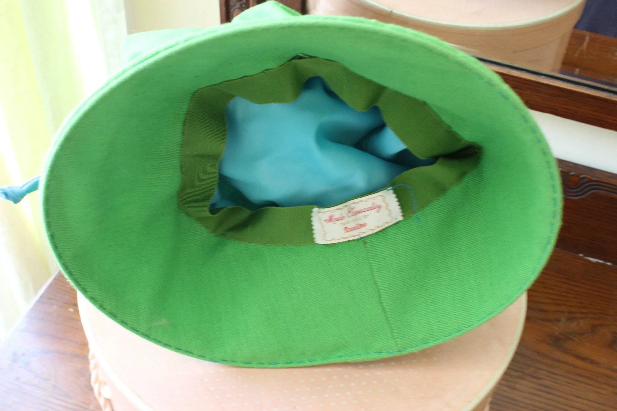 Vintage 1960's or 1970's Green Regency Style Hat