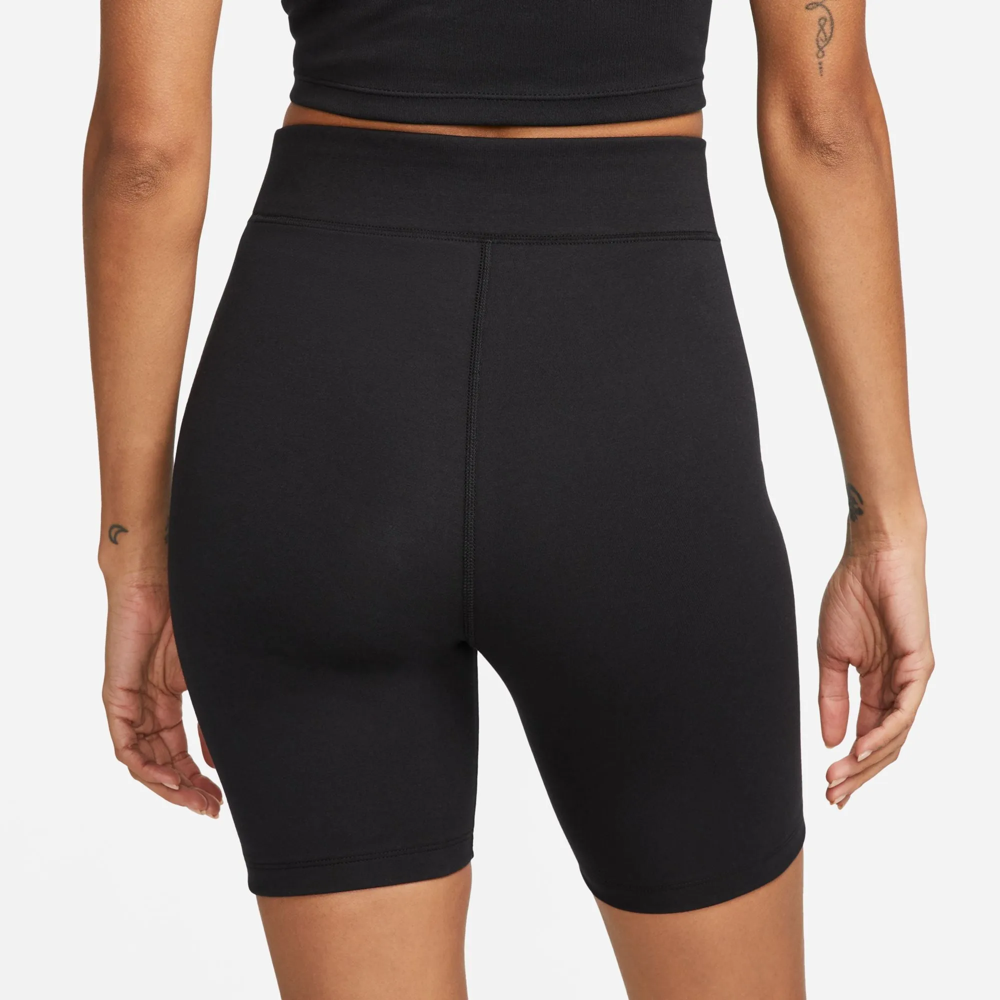 W HIGH WAISTED BIKER SHORTS "BLACK"