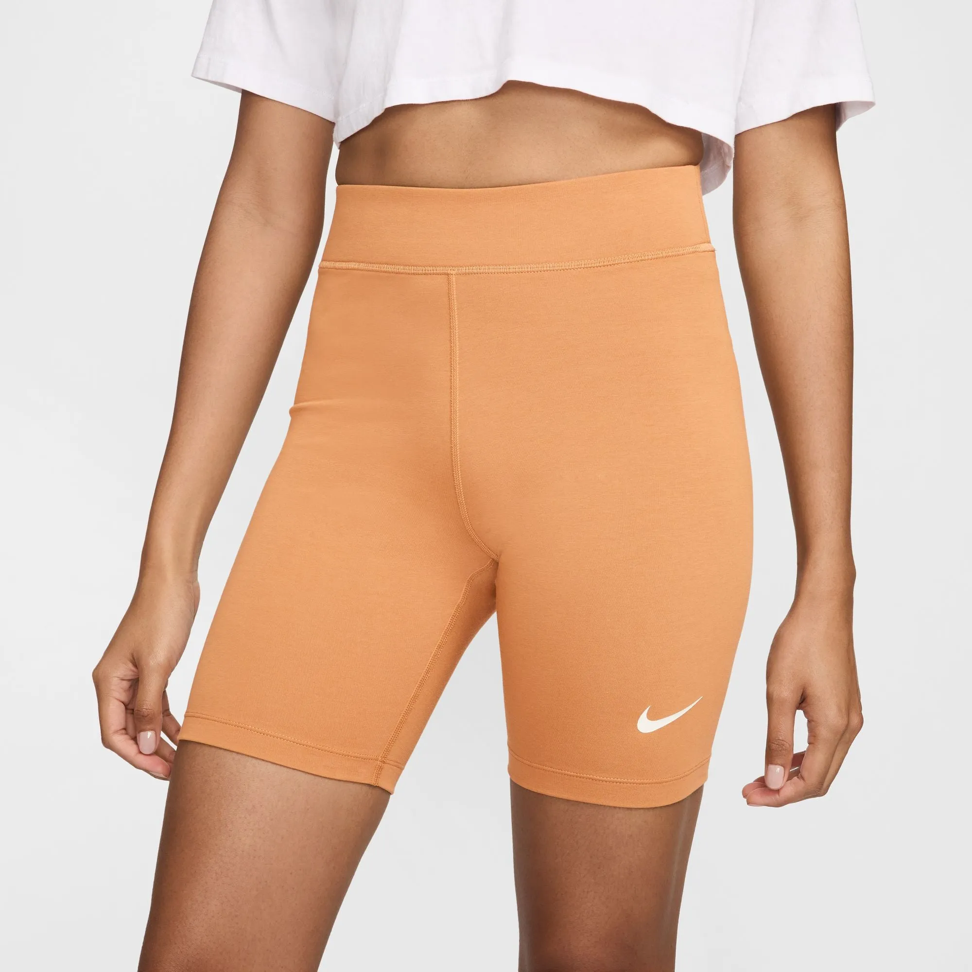 W HIGH WAISTED BIKER SHORTS "FLAX"