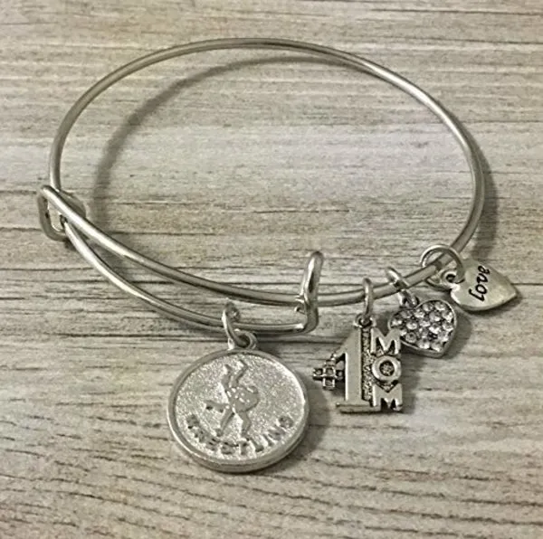 Wrestling Mom Charm Bangle Bracelet