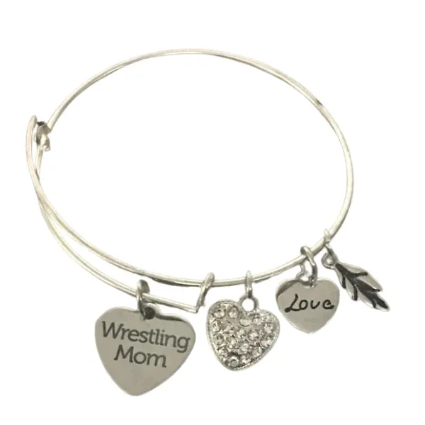 Wrestling Mom Charm Bangle Bracelet