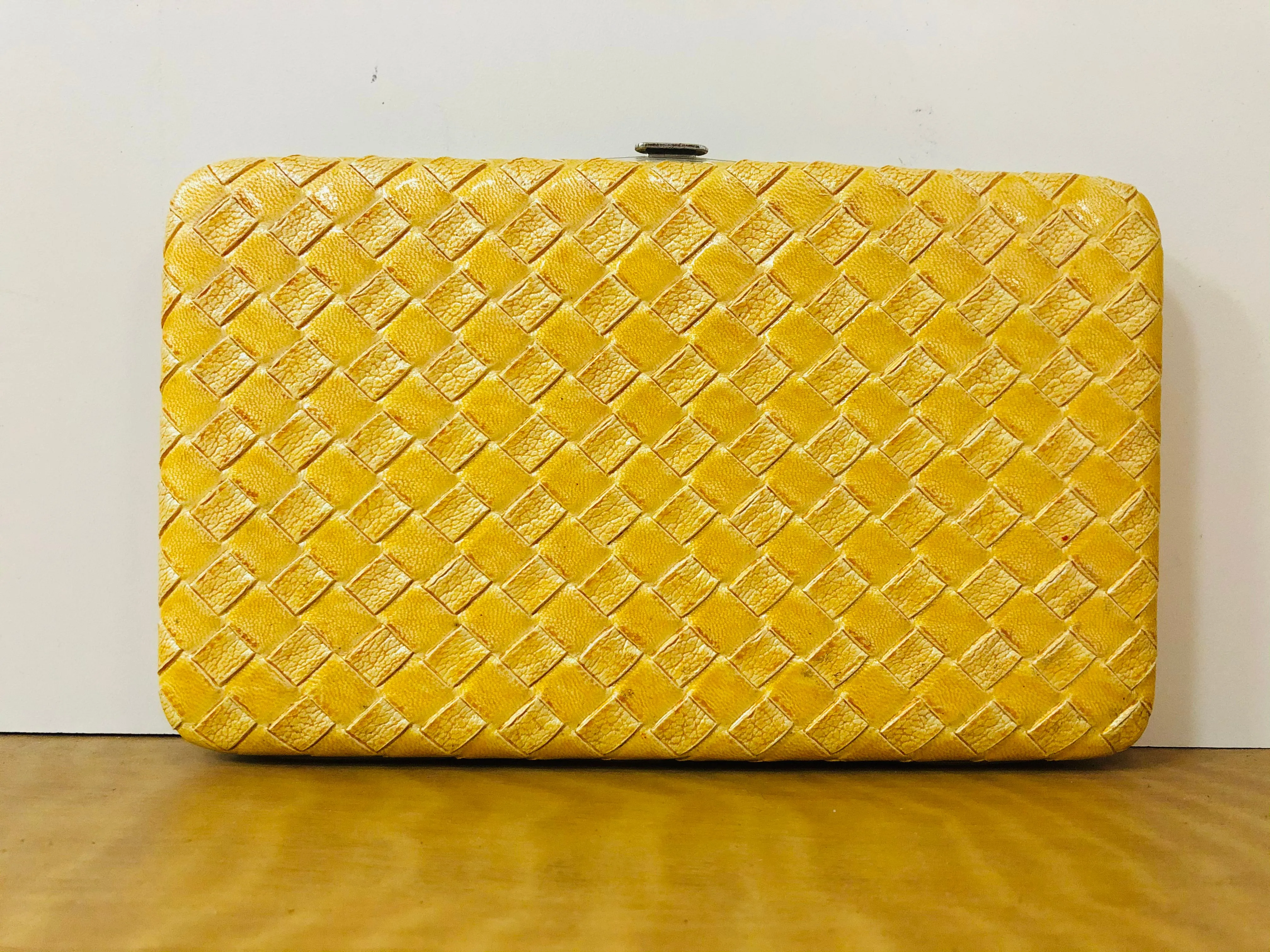 Yellow Basket-weave Clutch